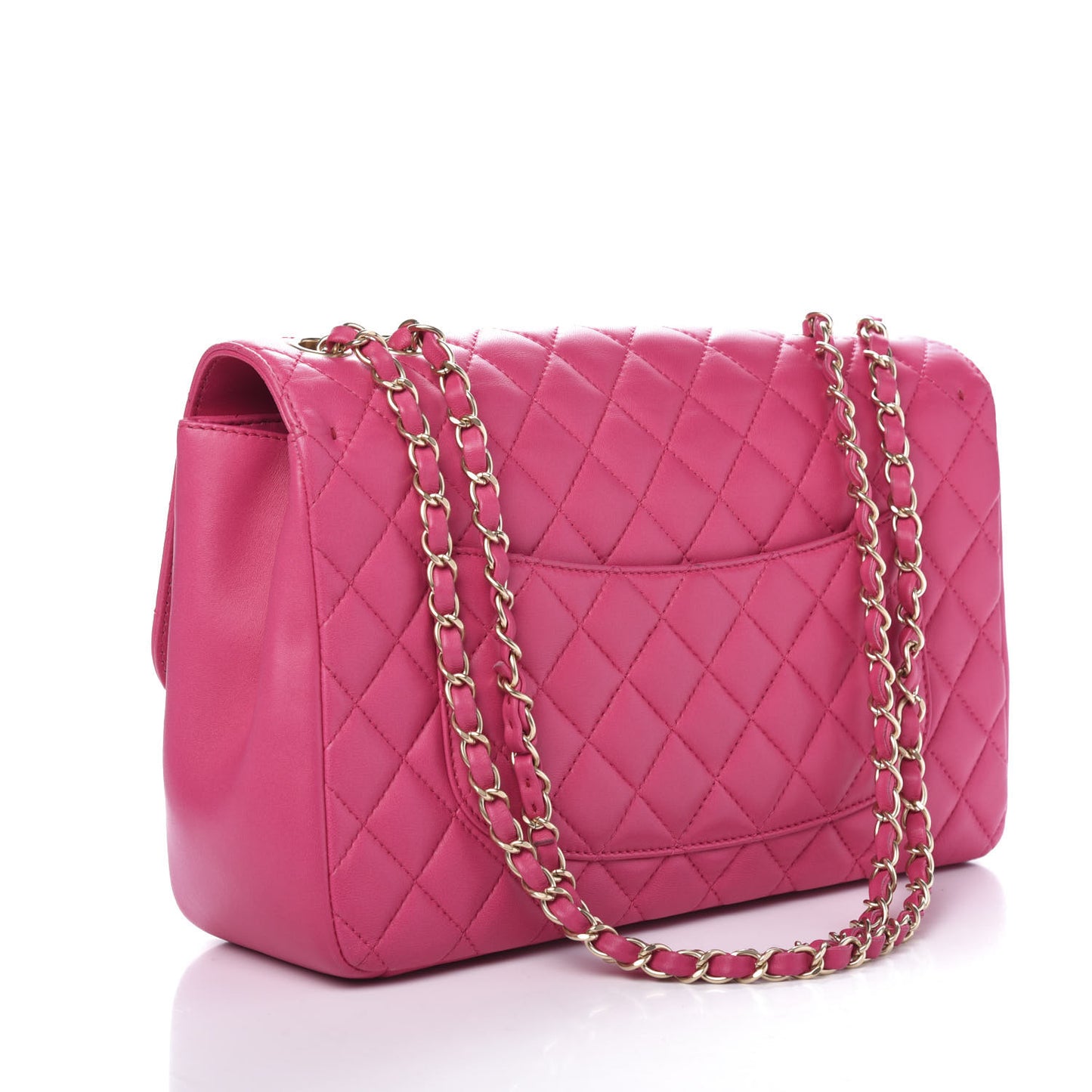 Lambskin Quilted Jumbo Mademoiselle Chic Flap Fuchsia