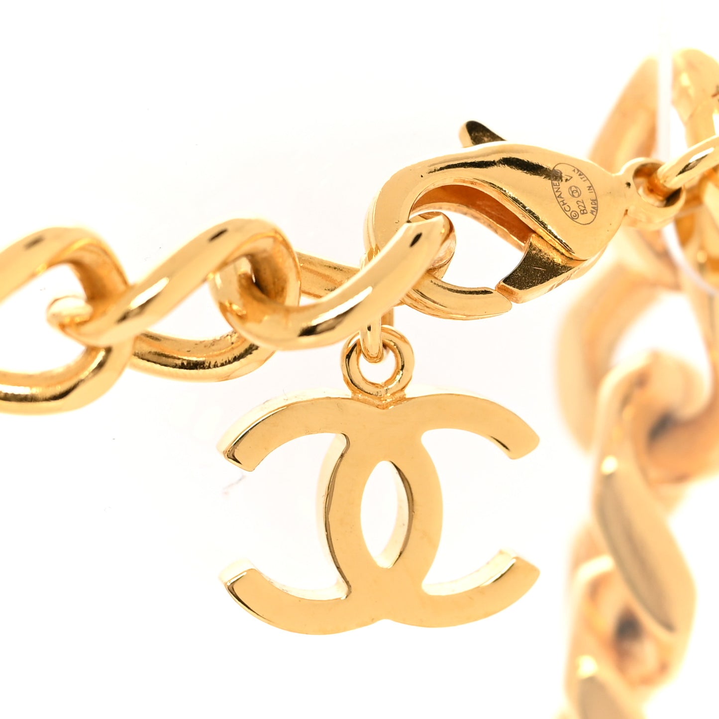 Pearl CC Chain Link Choker Necklace Gold