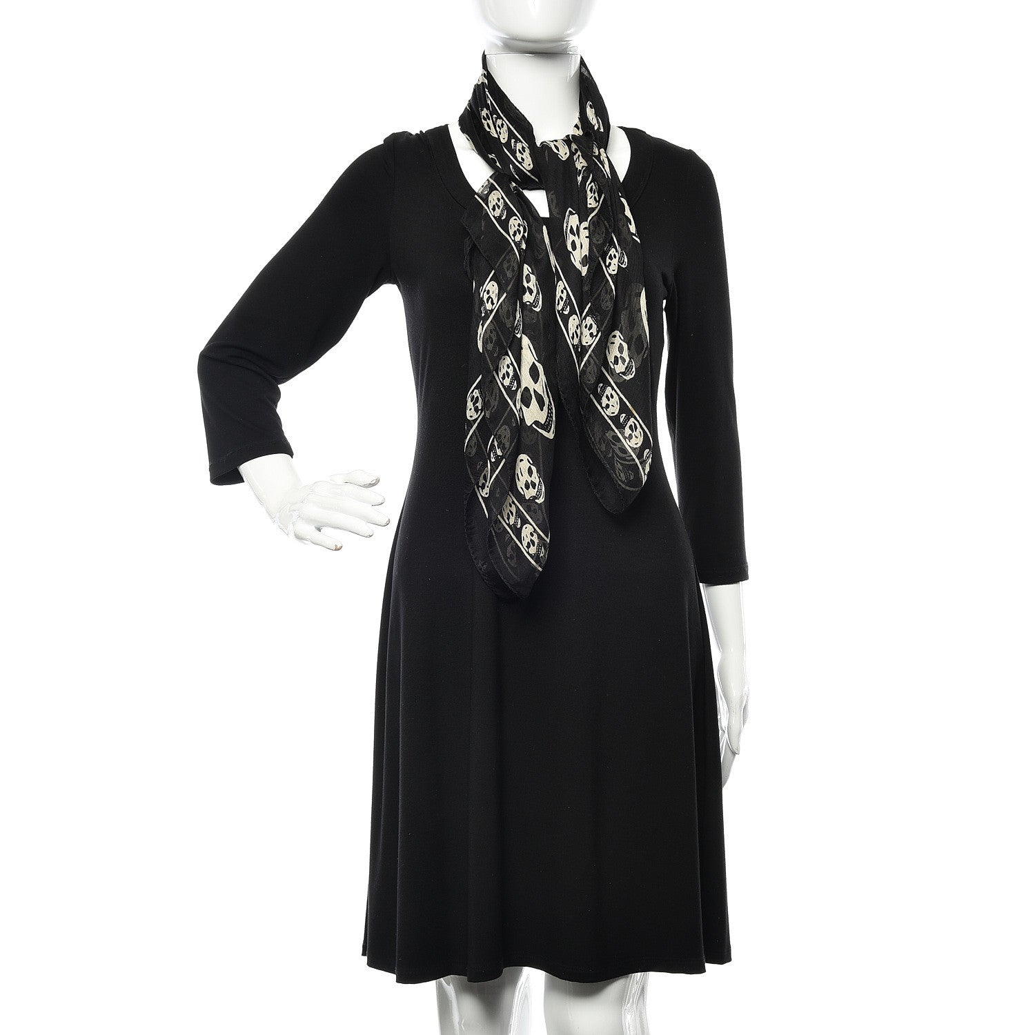 Alexander McQueen Silk Chiffon Skull Scarf Black Ivory 2 of 4