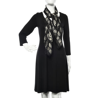 Alexander McQueen Silk Chiffon Skull Scarf Black Ivory 2 of 4