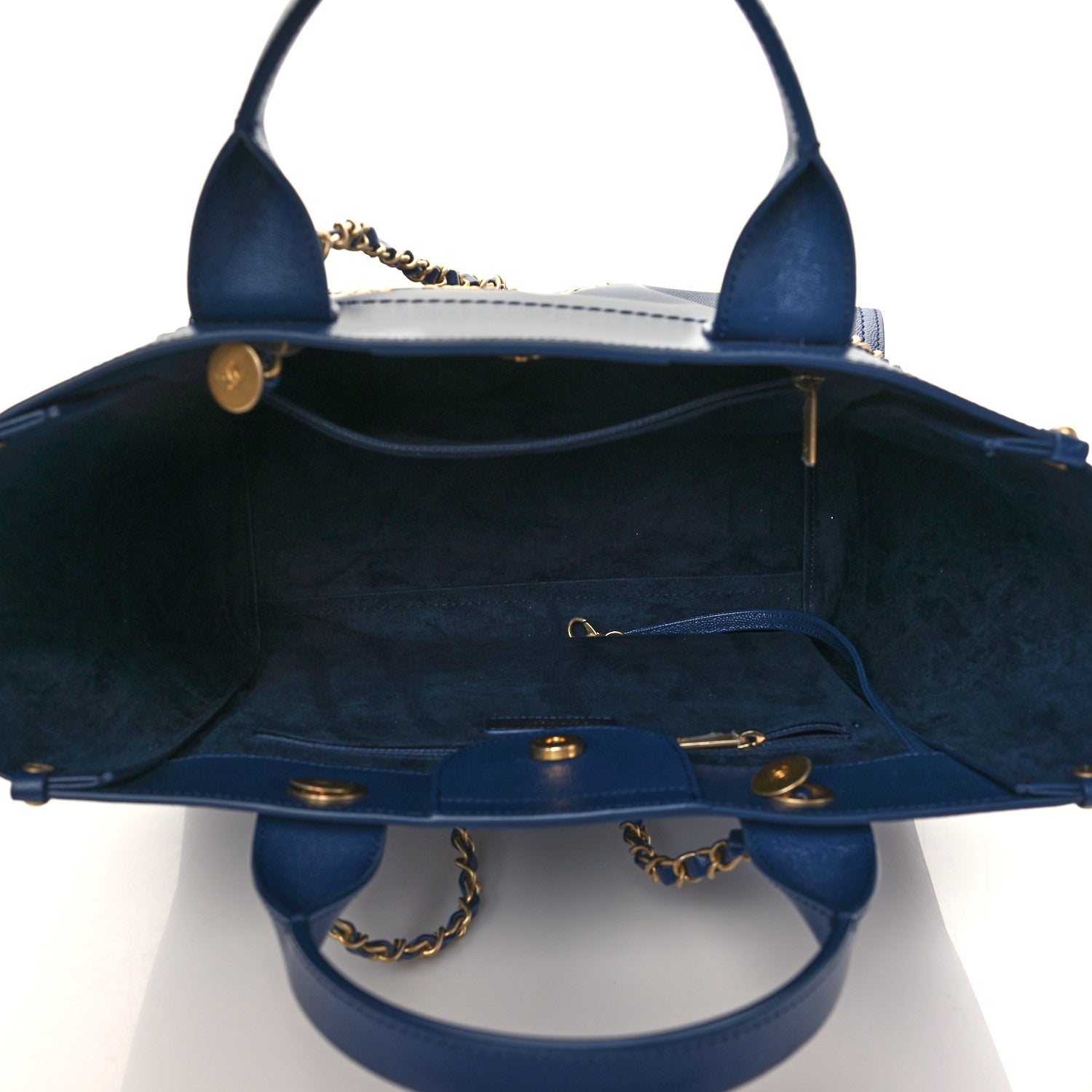 Chanel Caviar Small Studded Deauville Tote Navy 5 of 9