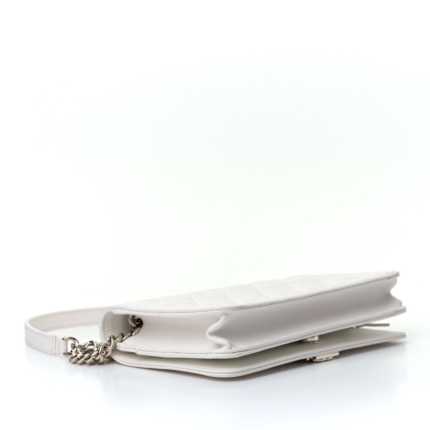 Caviar Quilted Boy Wallet On Chain WOC White