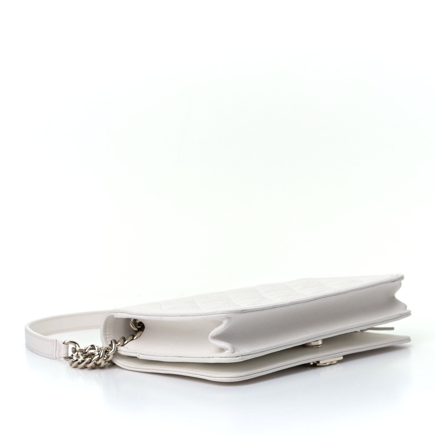 Chanel Caviar Quilted Boy Wallet On Chain WOC White 3 of 8
