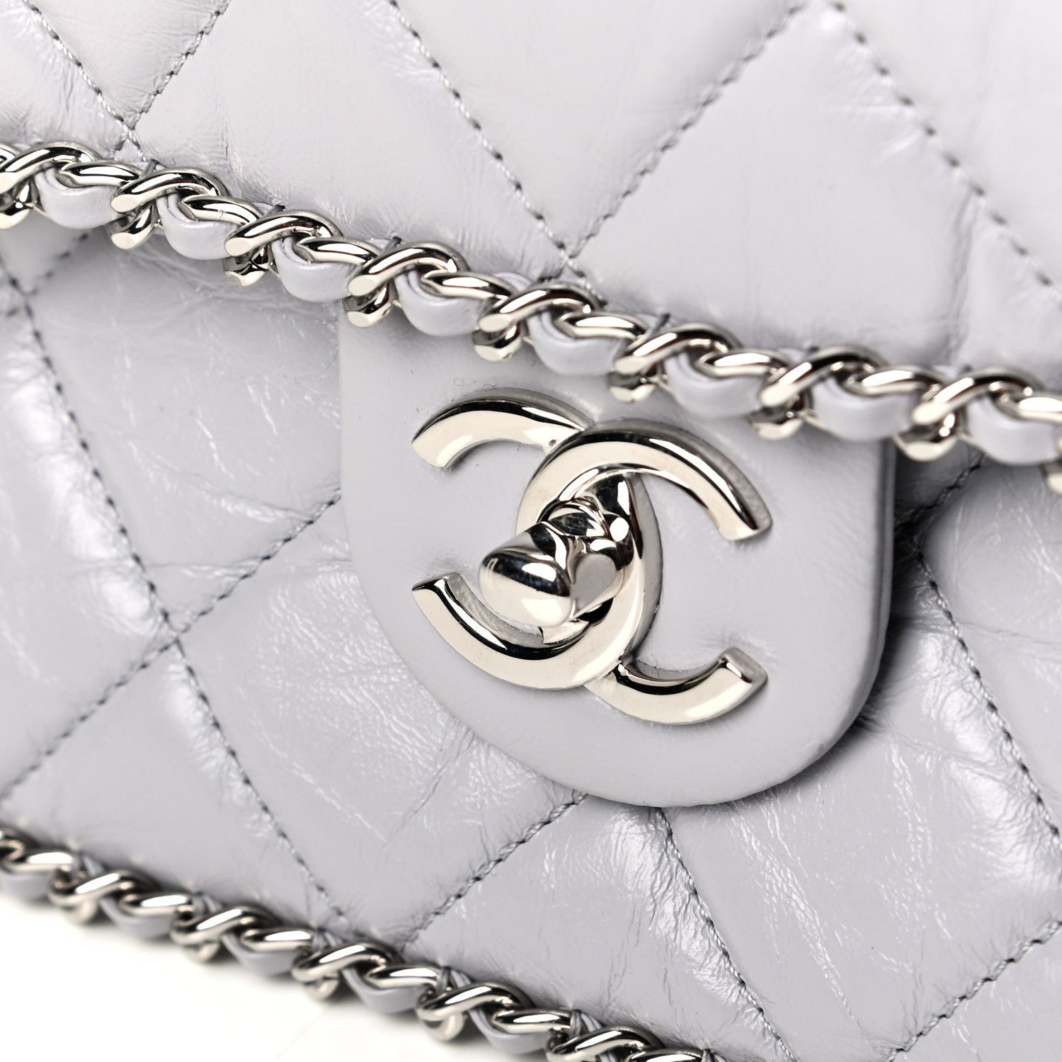 Chanel Crumpled Calfskin Large Chain All Over Flap Grey 5 of 5