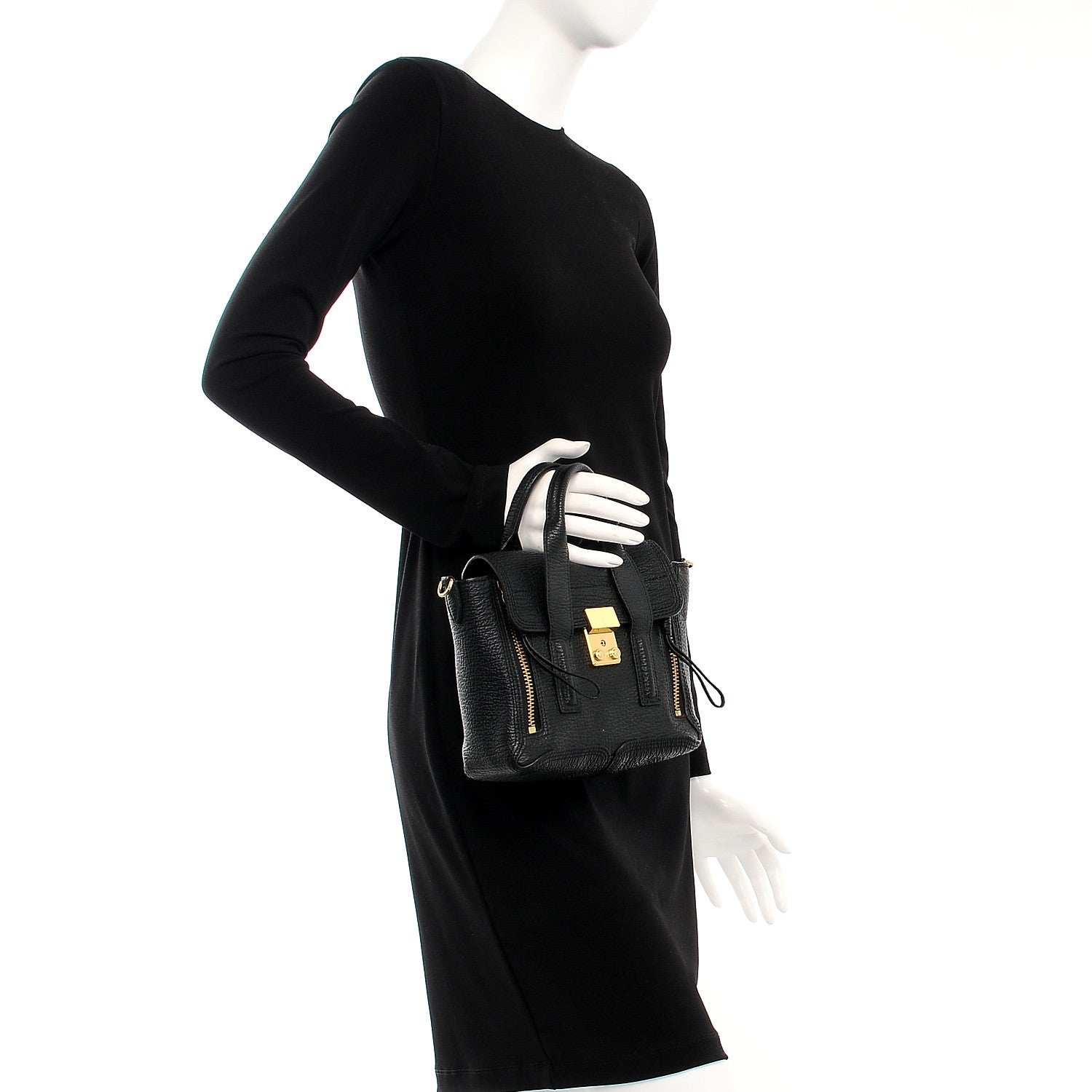 3.1 Phillip Lim 3.1 Textured Calfskin Mini Pashli Satchel Black 3 of 8