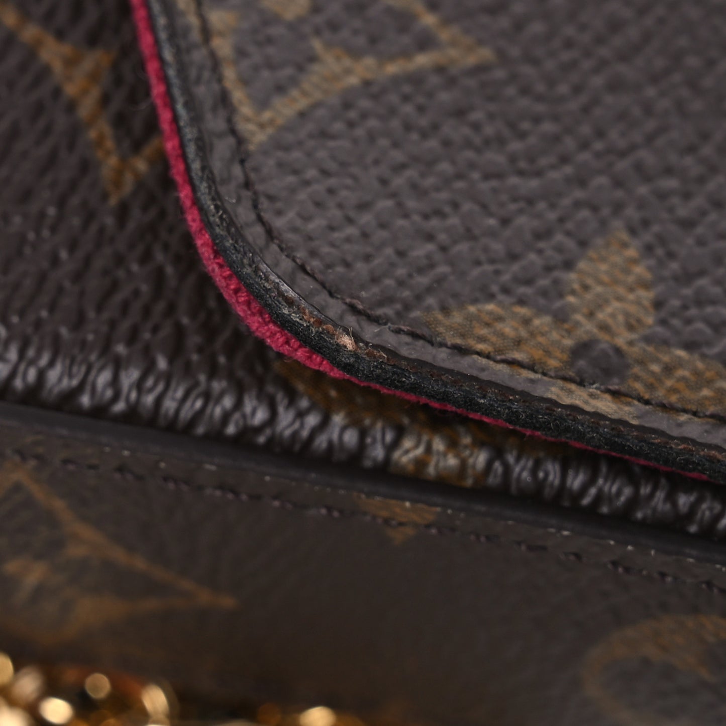 Monogram Pochette Felicie Chain Wallet Fuchsia