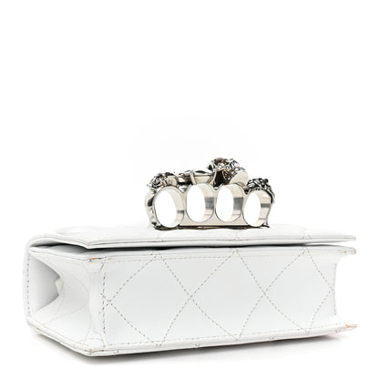 Alexander McQueen Lambskin Quilted Graffiti Skull Knuckle Crossbody White 4 of 15