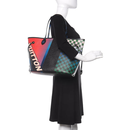 Louis Vuitton Damier Race Neverfull MM Black Rouge 2 of 9