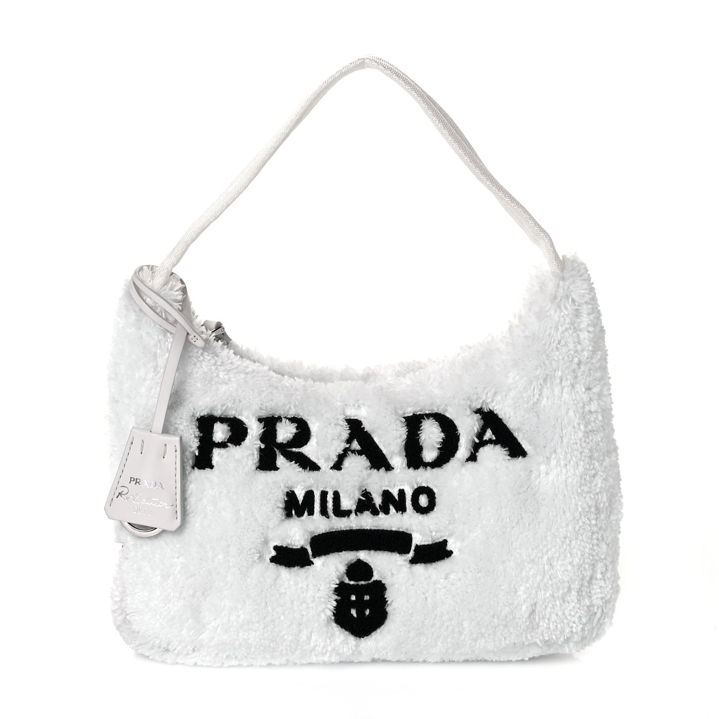 Terry Cloth Mini Re-Edition 2000 Bag White Black