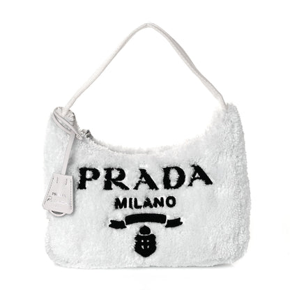 Prada Terry Cloth Mini Re-Edition 2000 Bag White Black 1 of 9