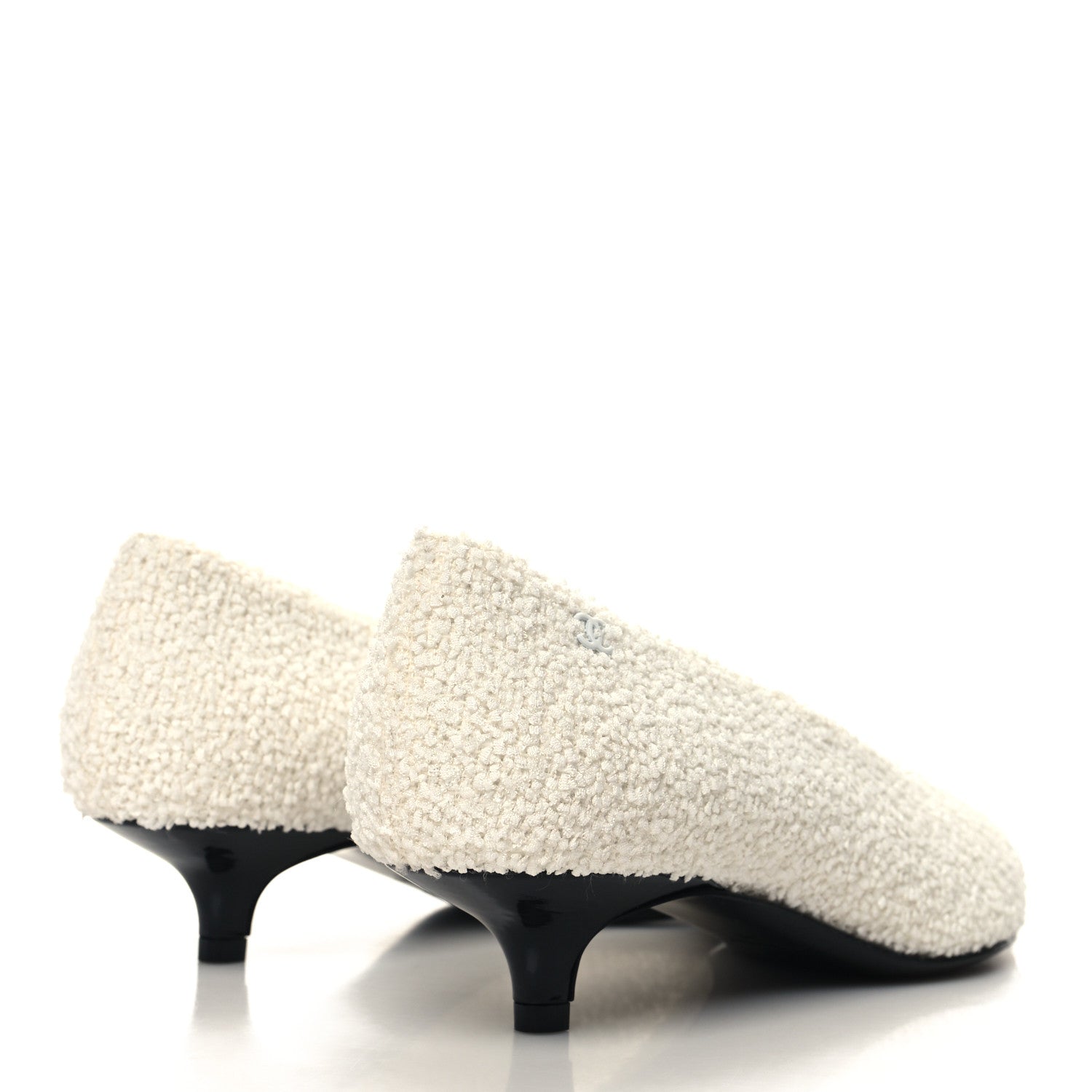 Chanel Tweed Patent Calfskin Pumps 38 White Black 4 of 9
