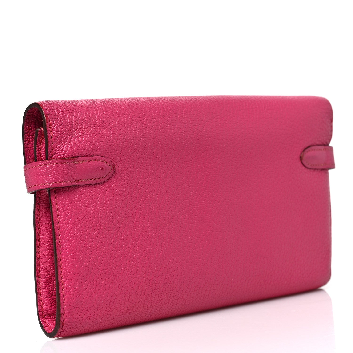 Hermes Chevre Mysore Kelly Longue Wallet Rose Shocking 3 of 8
