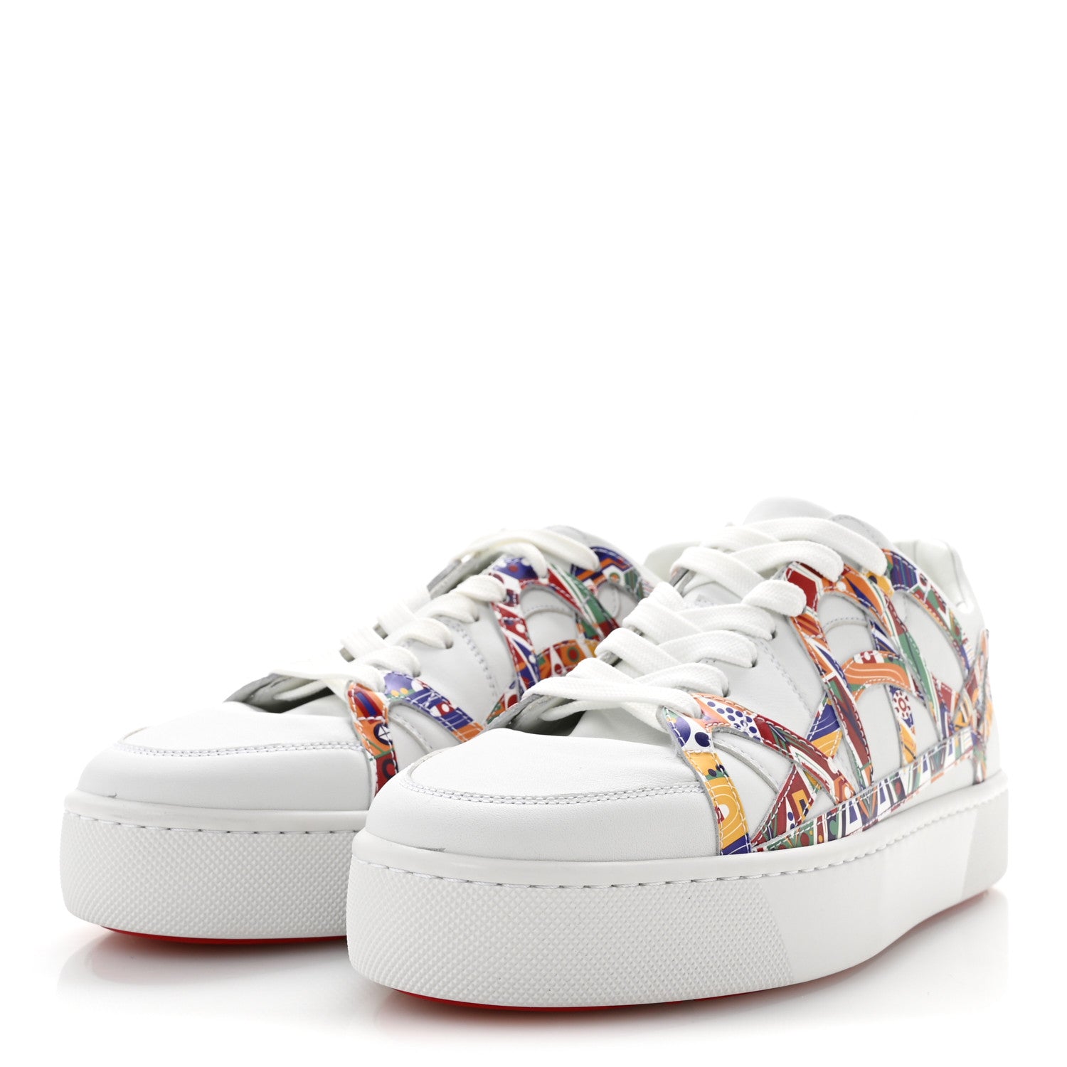 Christian Louboutin Calfskin Mens 2002SL Low Sneakers 43 White Multicolor 4 of 10