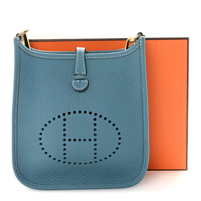 Hermes Taurillon Clemence Evelyne TPM New Blue Jean 11 of 11