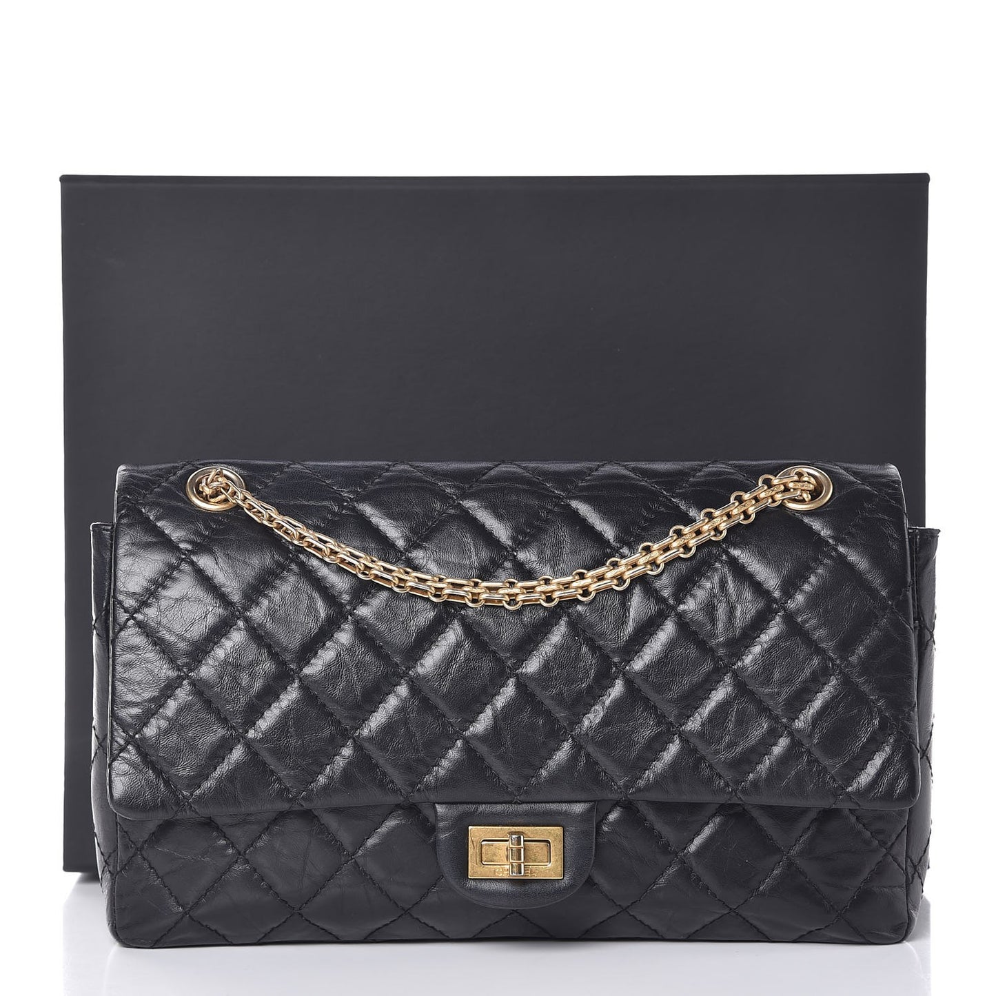 Aged Calfskin Quilted 2.55 Reissue 226 Flap Black