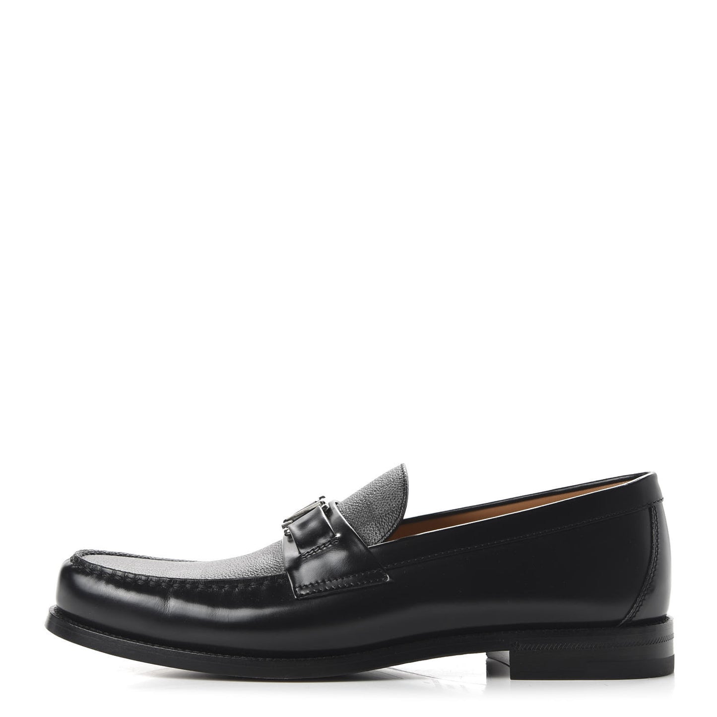 Glazed Calfskin Damier Graphite Major Loafer 7.5 Black
