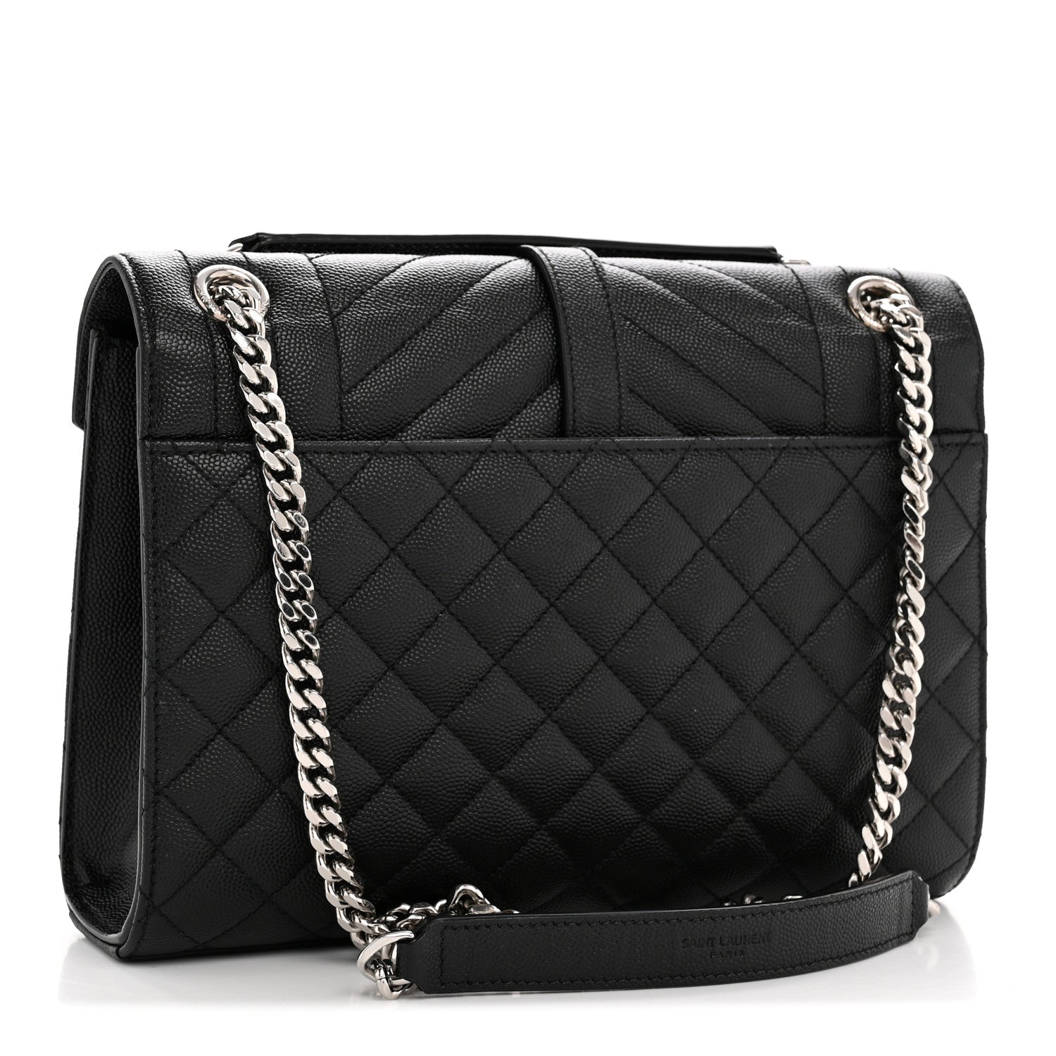 Saint Laurent Grain De Poudre Textured Mixed Matelasse Triquilt Medium Monogram Satchel Black 3 of 12