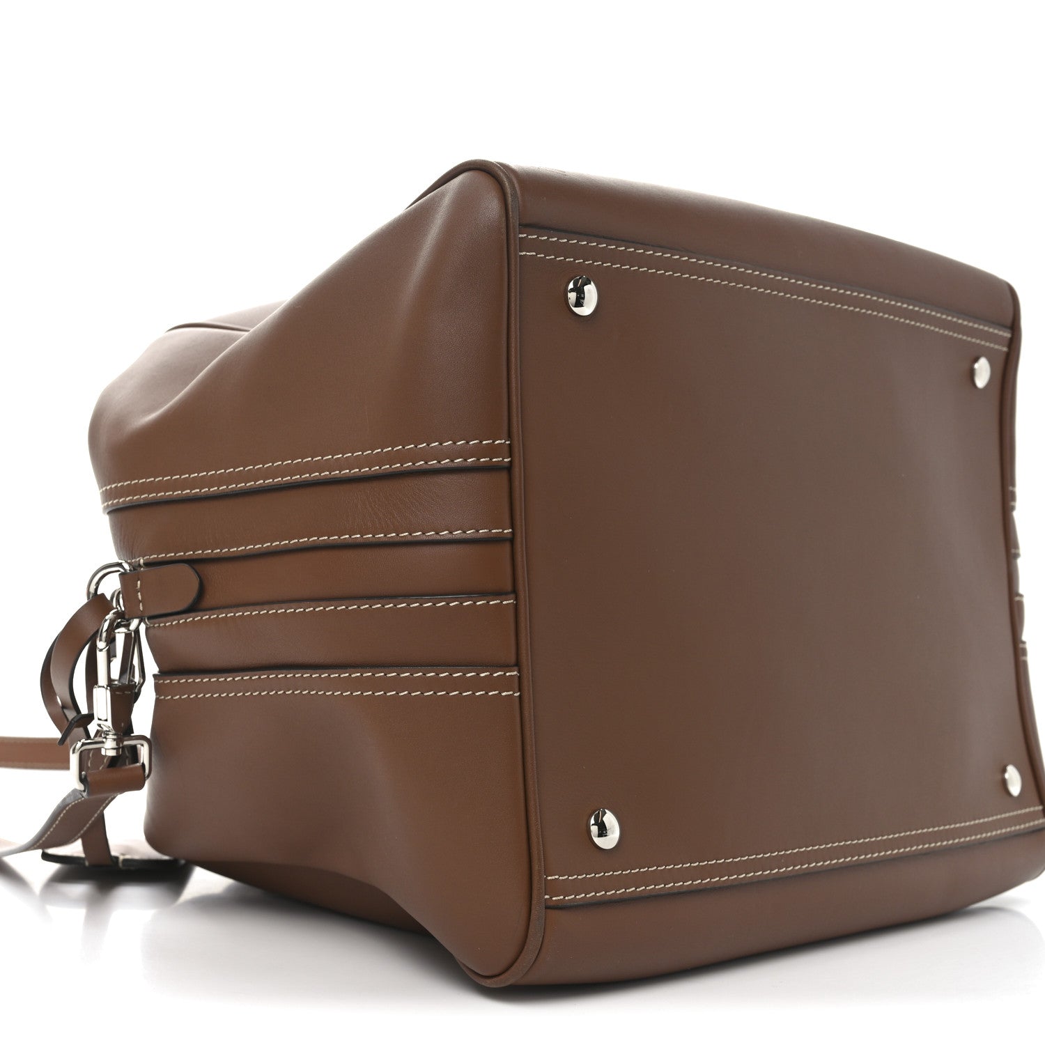 Burberry Smooth Calfskin Medium Cube Bowling Bag Malt Brown 8 of 9