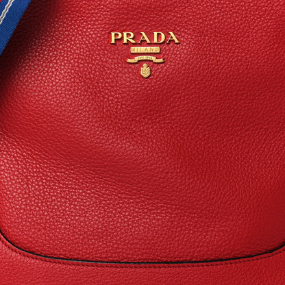 Prada Vitello Phenix Zippered Messenger Hobo Rosso 7 of 9