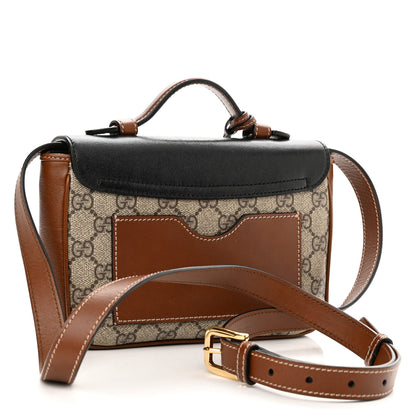 Gucci GG Supreme Monogram New Sakai Lux Calfskin Mini Padlock Flap Pocket Shoulder Bag Beige Ebony Black Cuir 3 of 12