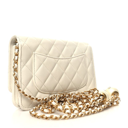 Chanel Lambskin Quilted CC Pearl Crush Wallet on Chain WOC White 4 of 13