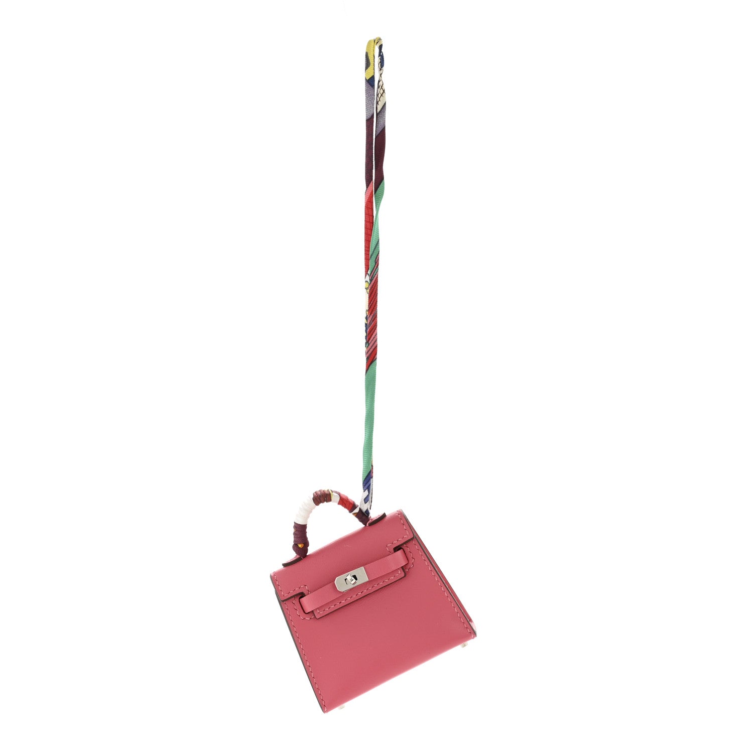 Hermes Tadelakt Mini Kelly Twilly Bag Charm Rose Lipstick 1 of 6