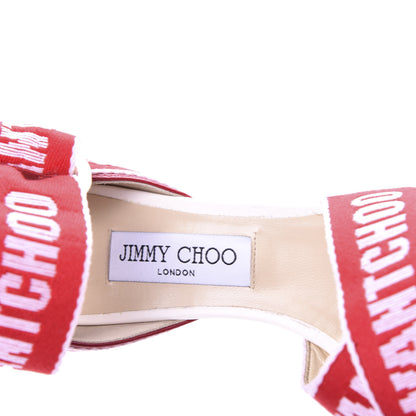 Jimmy Choo Canvas Bea 100 Pumps Red White 7 of 8