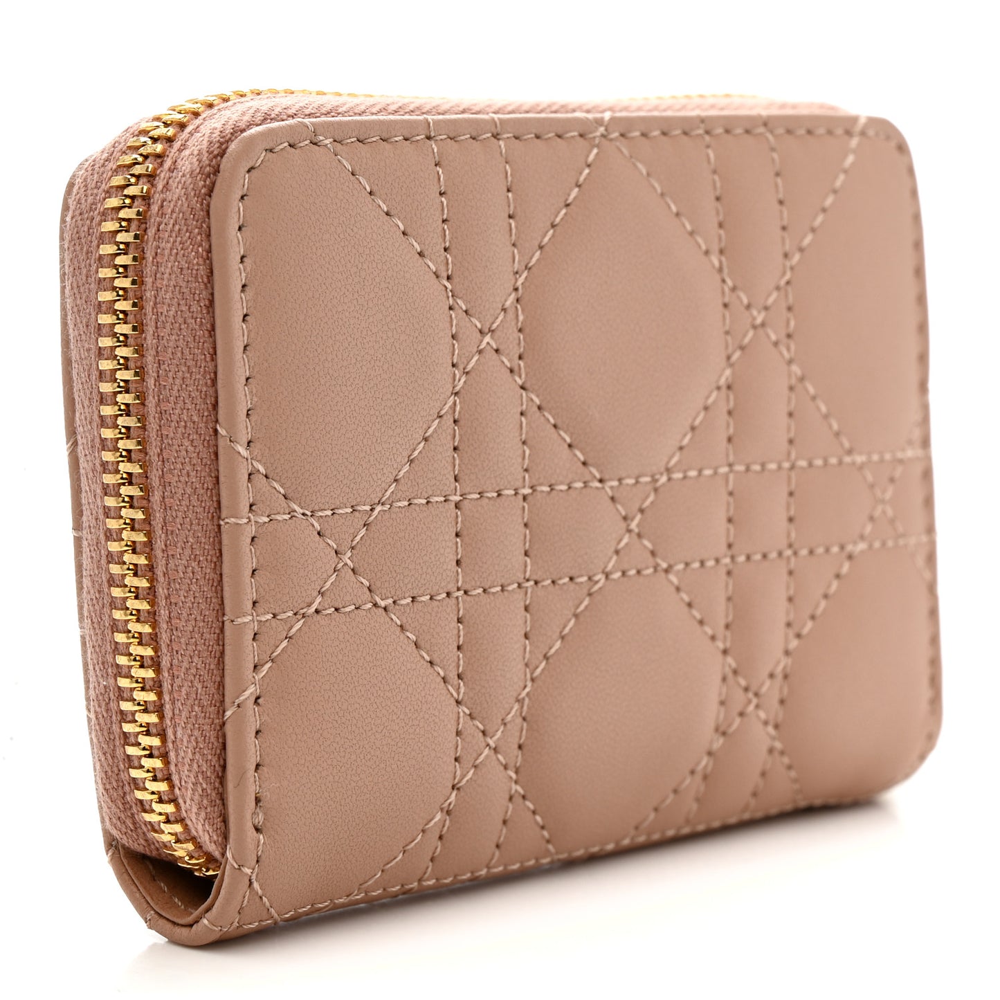 Lambskin Cannage Small Lady Dior Voyageur Coin Purse Rose Des Vents