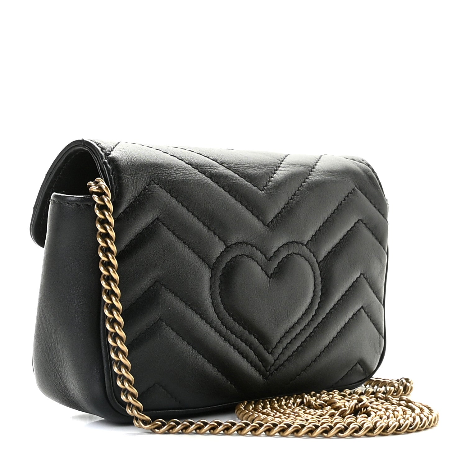 Gucci Calfskin Matelasse Super Mini GG Marmont Shoulder Bag Black 3 of 11