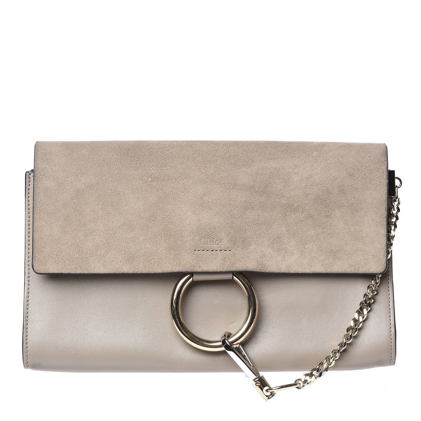 Suede Calfskin Faye Clutch Motty Grey