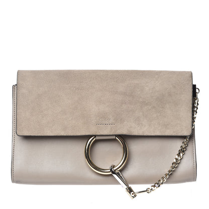 Chloe Suede Calfskin Faye Clutch Motty Grey 1 of 11