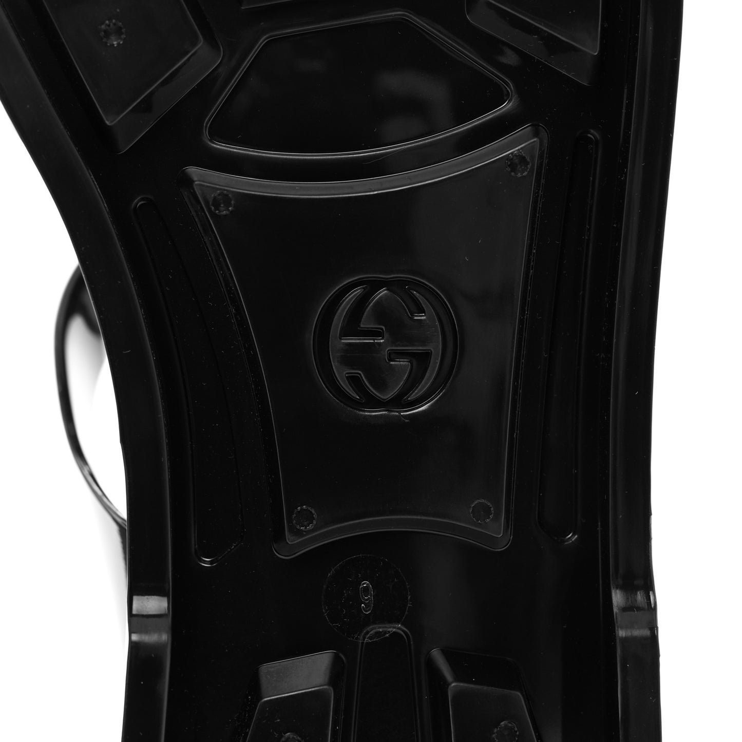 Shiny Rubber Mens Double G Buckle Strap Sandals 9 Black
