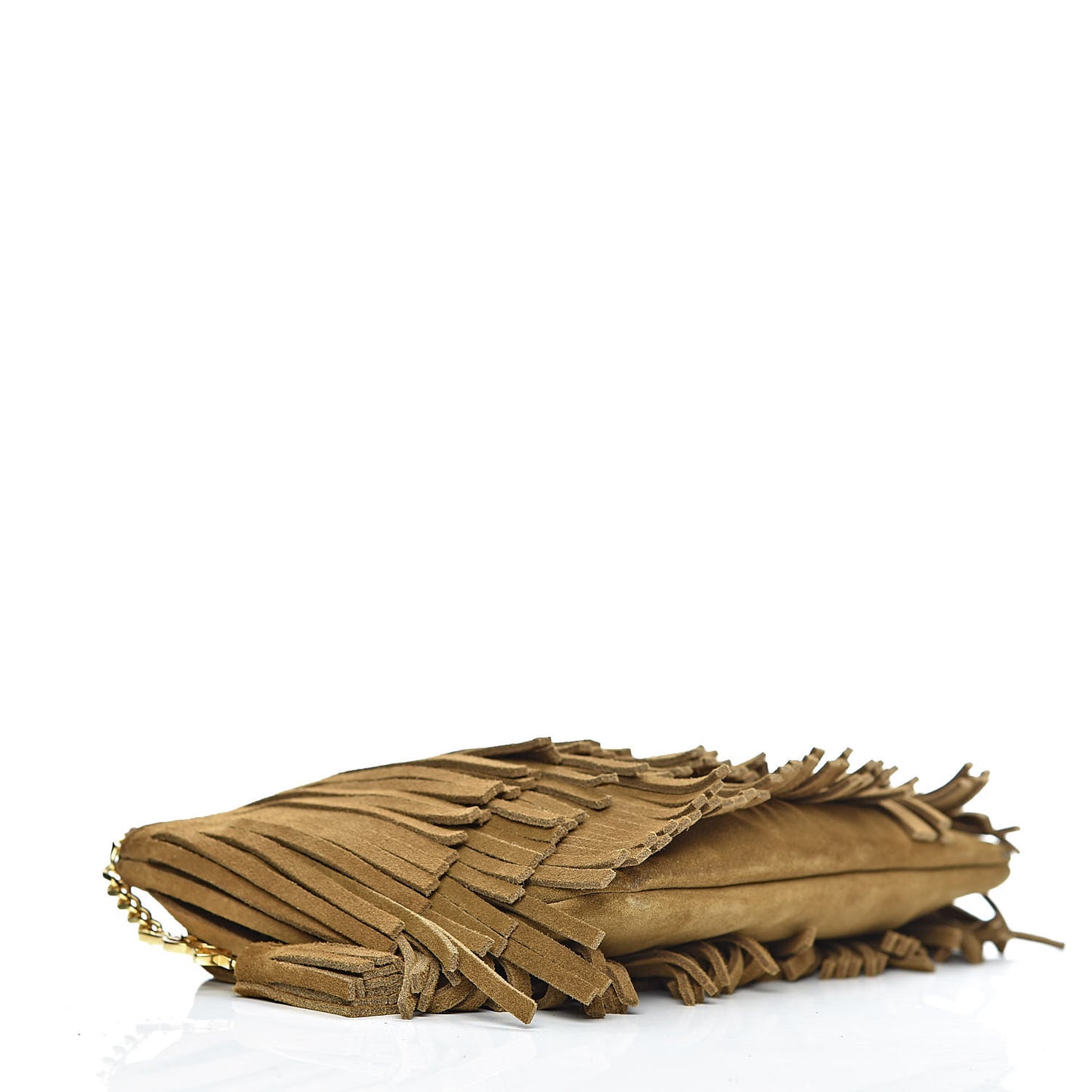 Suede Fringe Medium Clutch Light Ocre