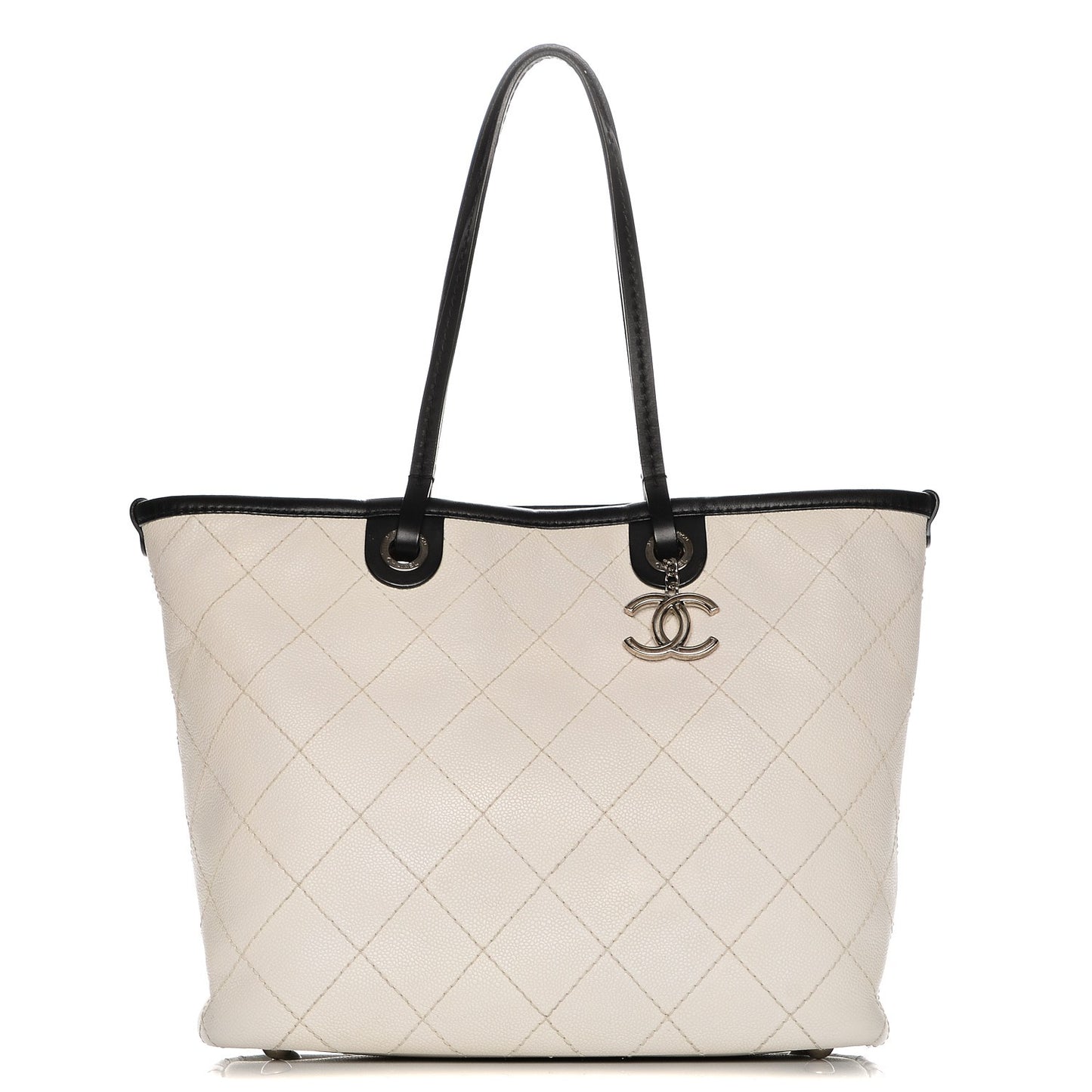 Grained Calfskin Shopping Fever Tote White