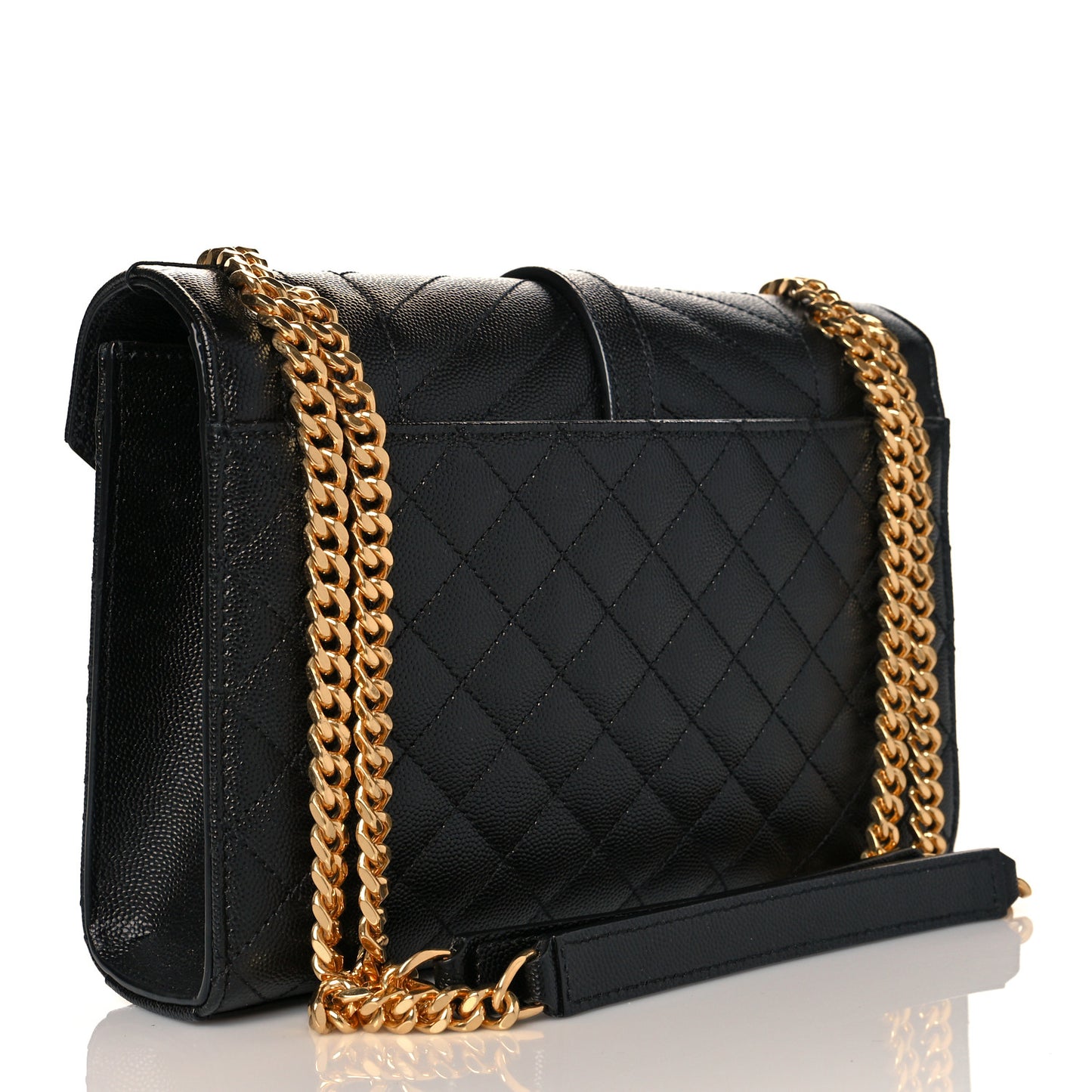 Grain De Poudre Textured Mixed Matelasse Triquilt Medium Monogram Satchel Black