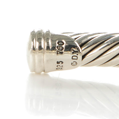 David Yurman Sterling Silver 18K White Gold Diamond 5mm Cable Classics Station Bracelet 5 of 5