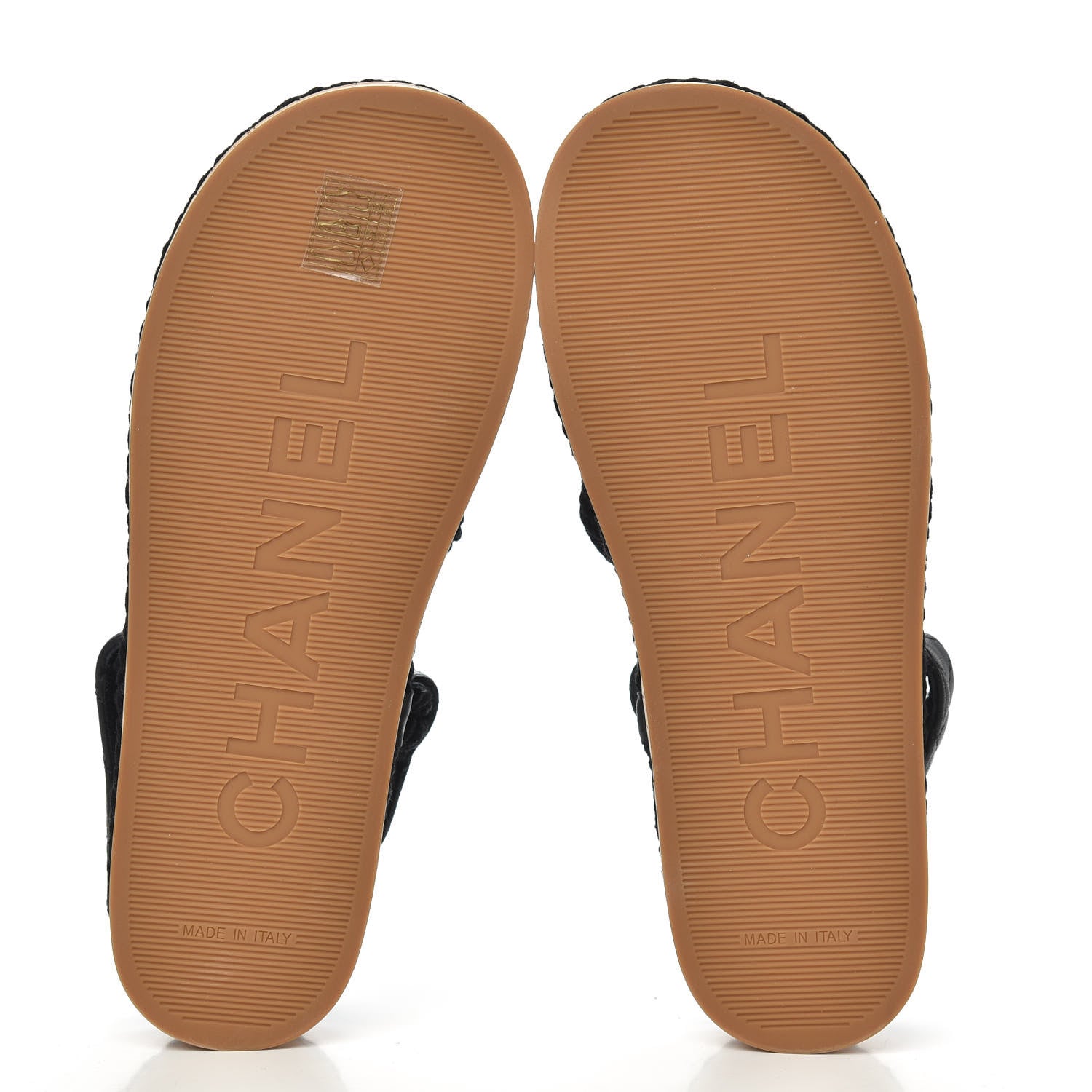 Chanel Cord Lambskin Quilted Logo Sandals 37 Black 5 of 8