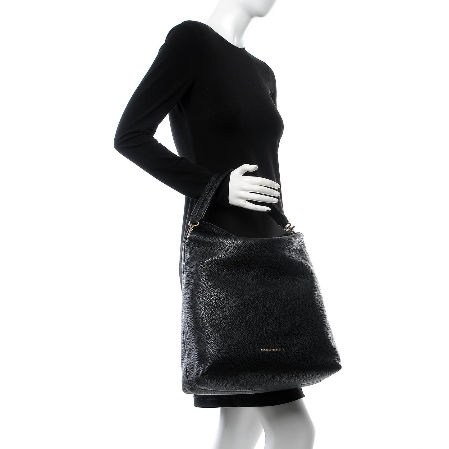 Grainy Calfskin Medium Cale Hobo Black