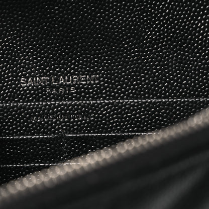 Saint Laurent Grain De Poudre Matelasse Chevron Monogram Chain Wallet Black 6 of 11
