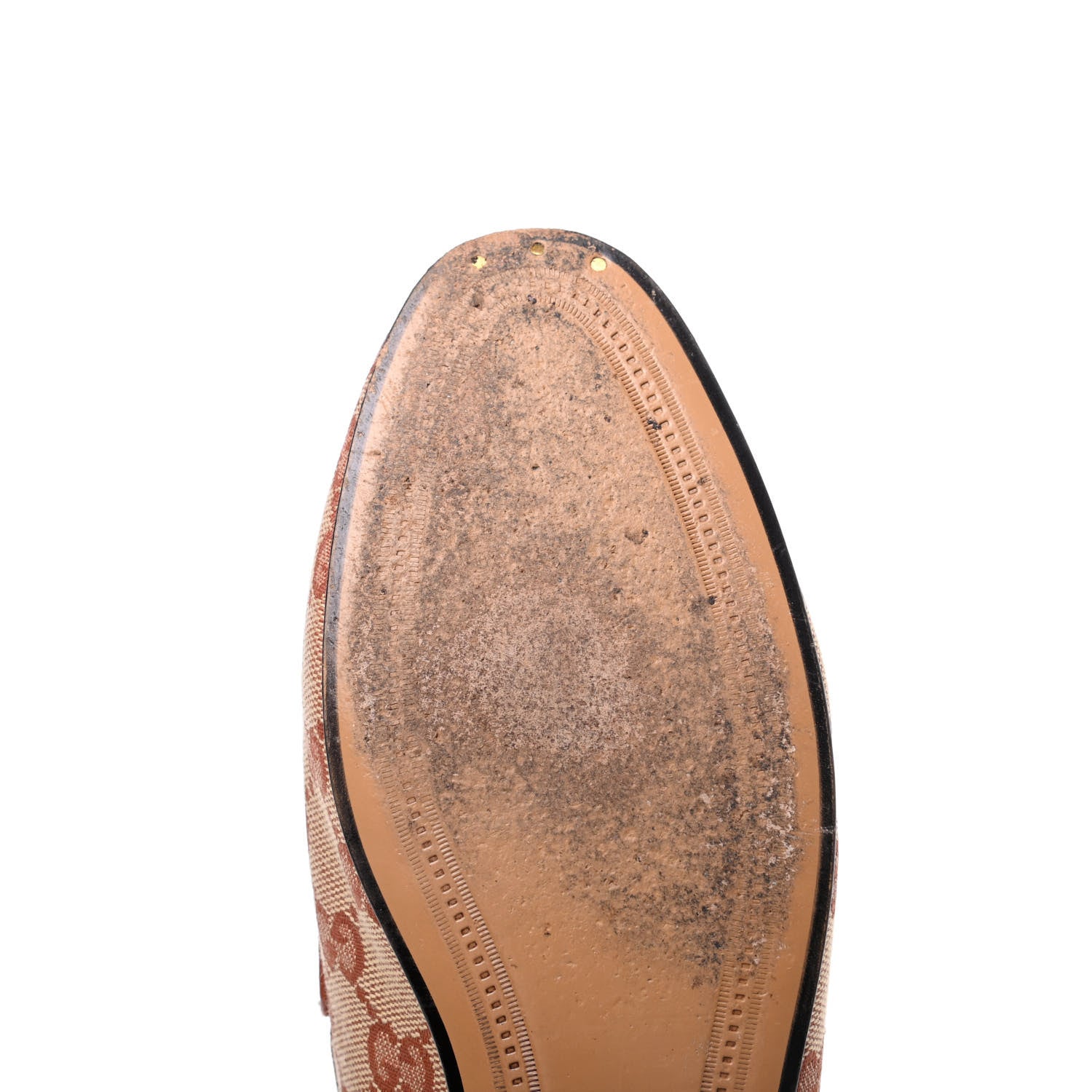 Gucci Canvas GG Monogram Horsebit Womens Jordaan Loafers 38 Beige Ruggine Rust 9 of 12