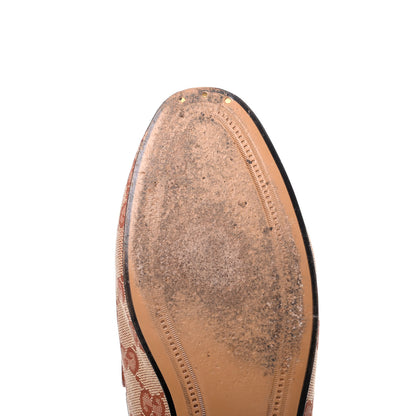 Gucci Canvas GG Monogram Horsebit Womens Jordaan Loafers 38 Beige Ruggine Rust 9 of 12