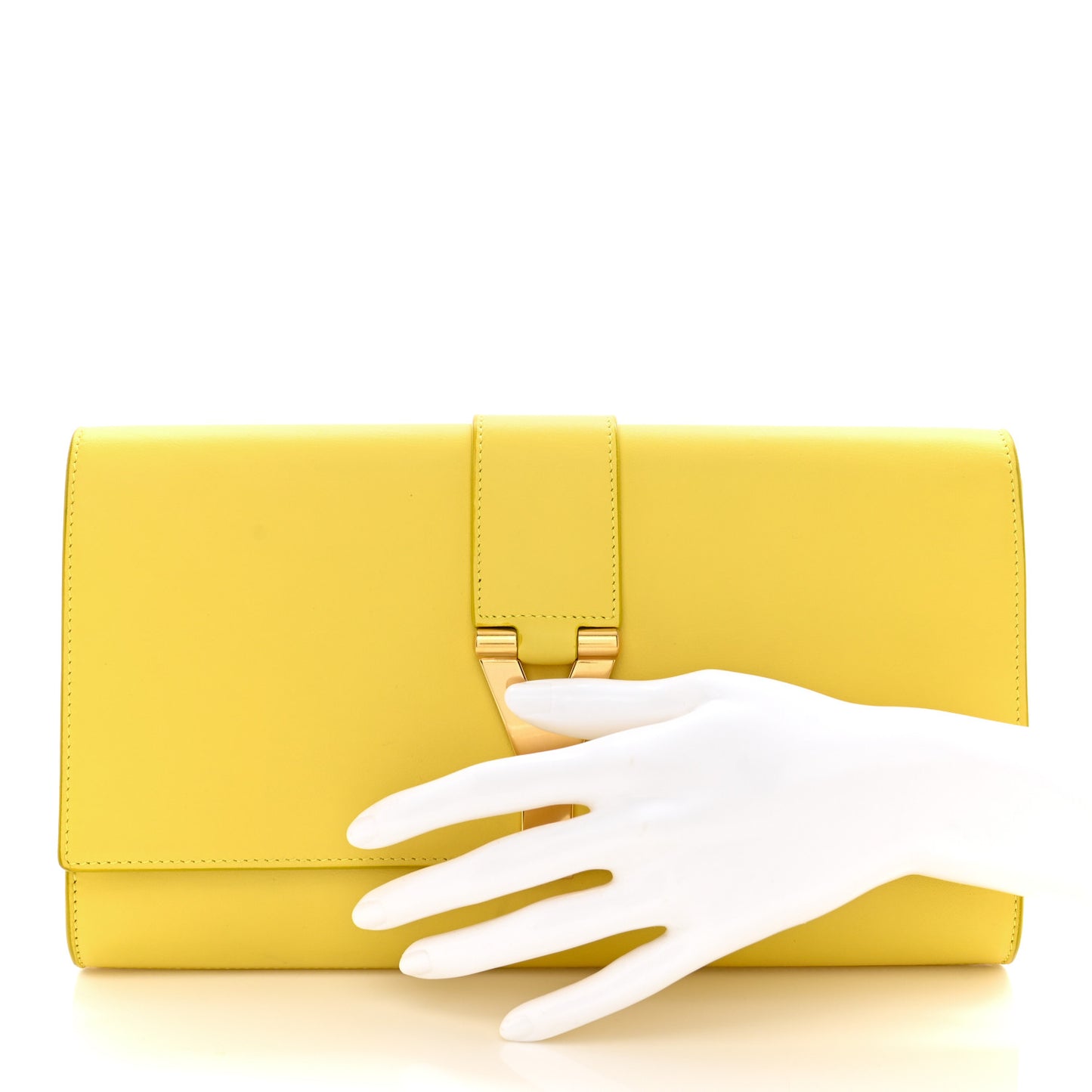 SAINT LAURENT Calfskin Classic Y Ligne Clutch Soleil