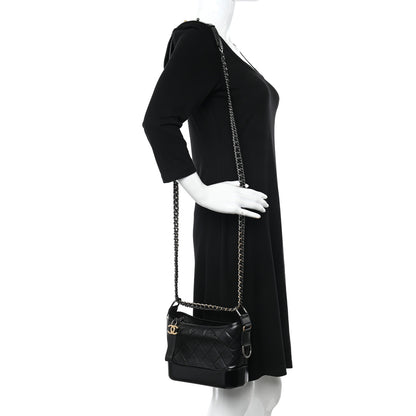 Chanel Aged Calfskin Quilted Small Gabrielle Hobo Black 2 of 11