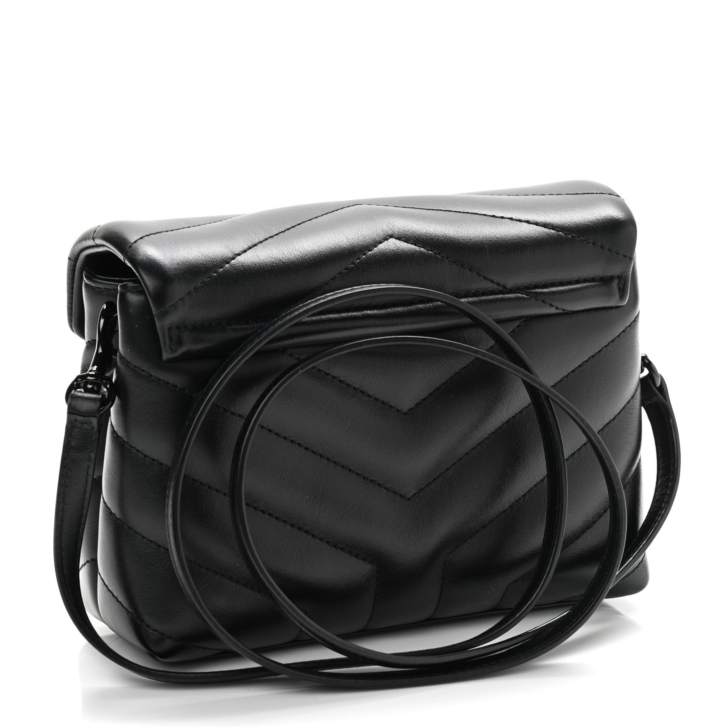 Calfskin Y Quilted Monogram Toy Loulou Crossbody Bag Black