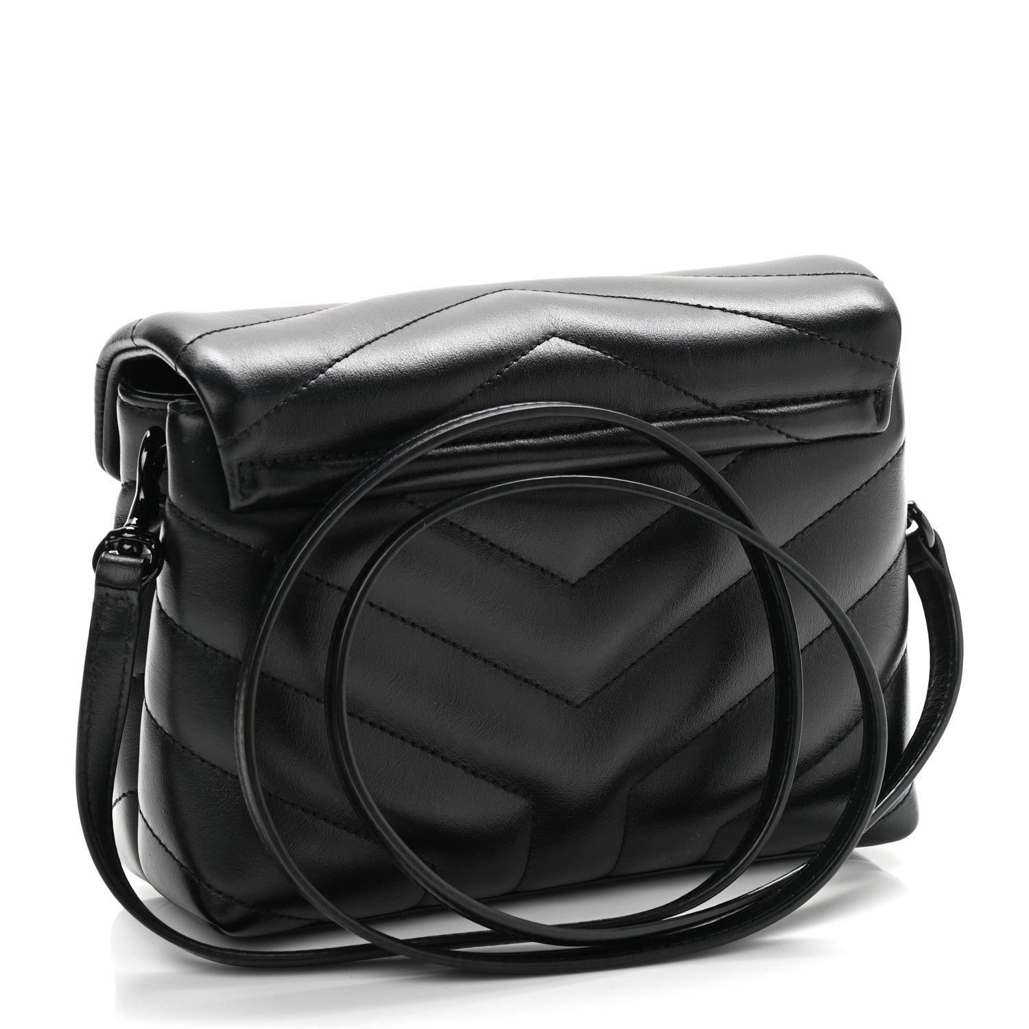 Saint Laurent Calfskin Y Quilted Monogram Toy Loulou Crossbody Bag Black 3 of 11