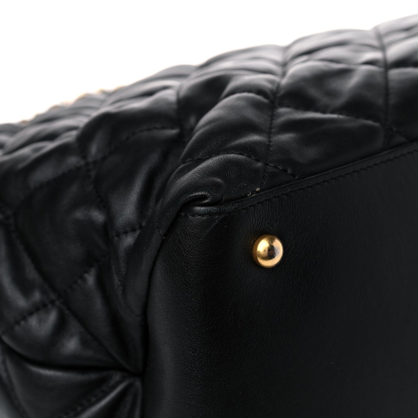 Calfskin Quilted Large Soft Elegance Tote Black