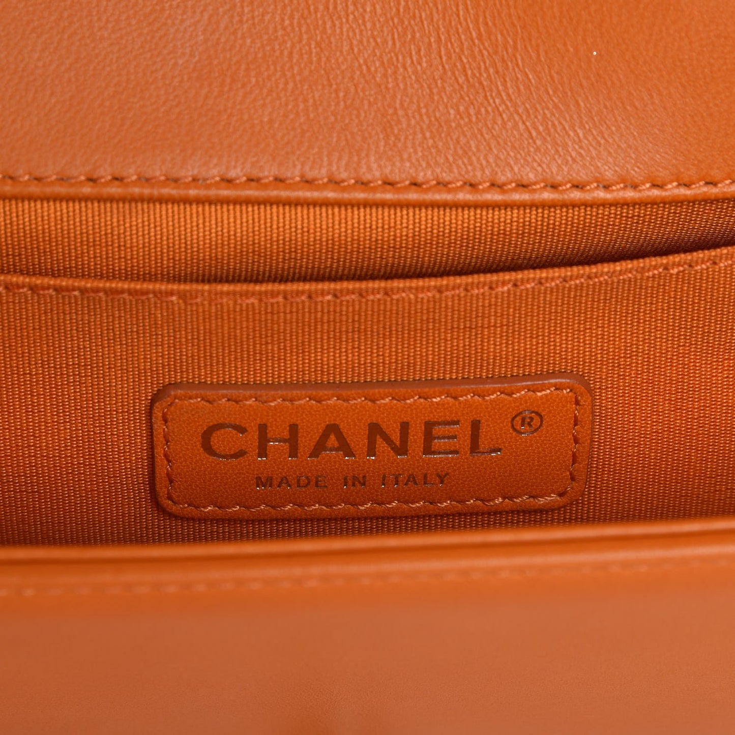 Lambskin Quilted Medium Boy Flap Orange