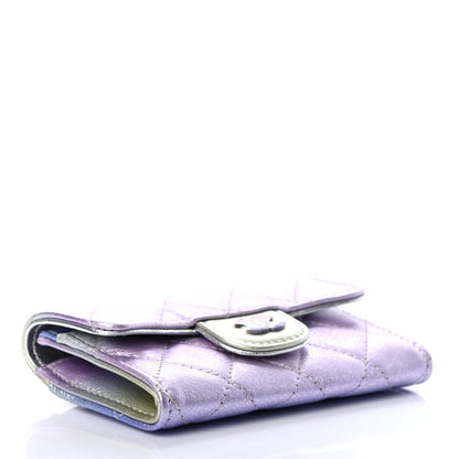 Chanel Gradient Metallic Calfskin Quilted Flap Card Holder Wallet Silver Blue Yellow Purple 4 of 8