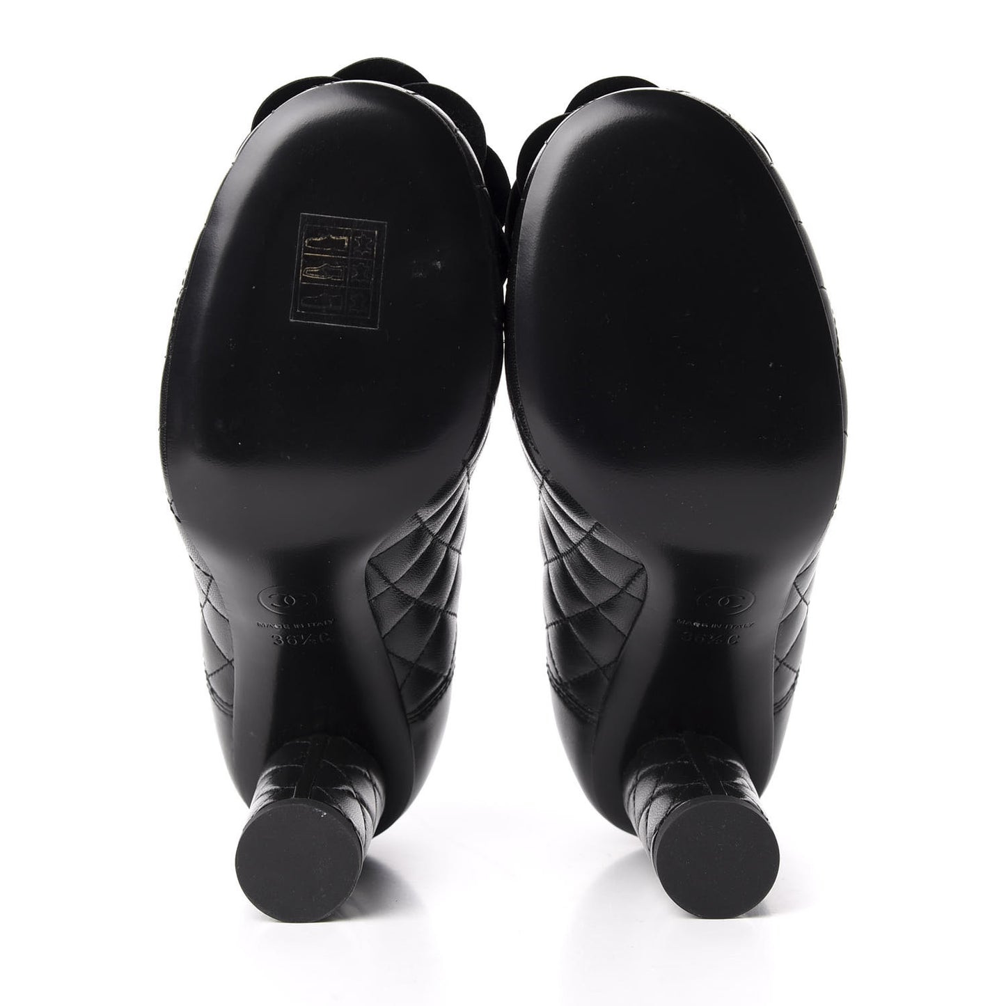 Lambskin Quilted Camellia Pumps 36.5 Black