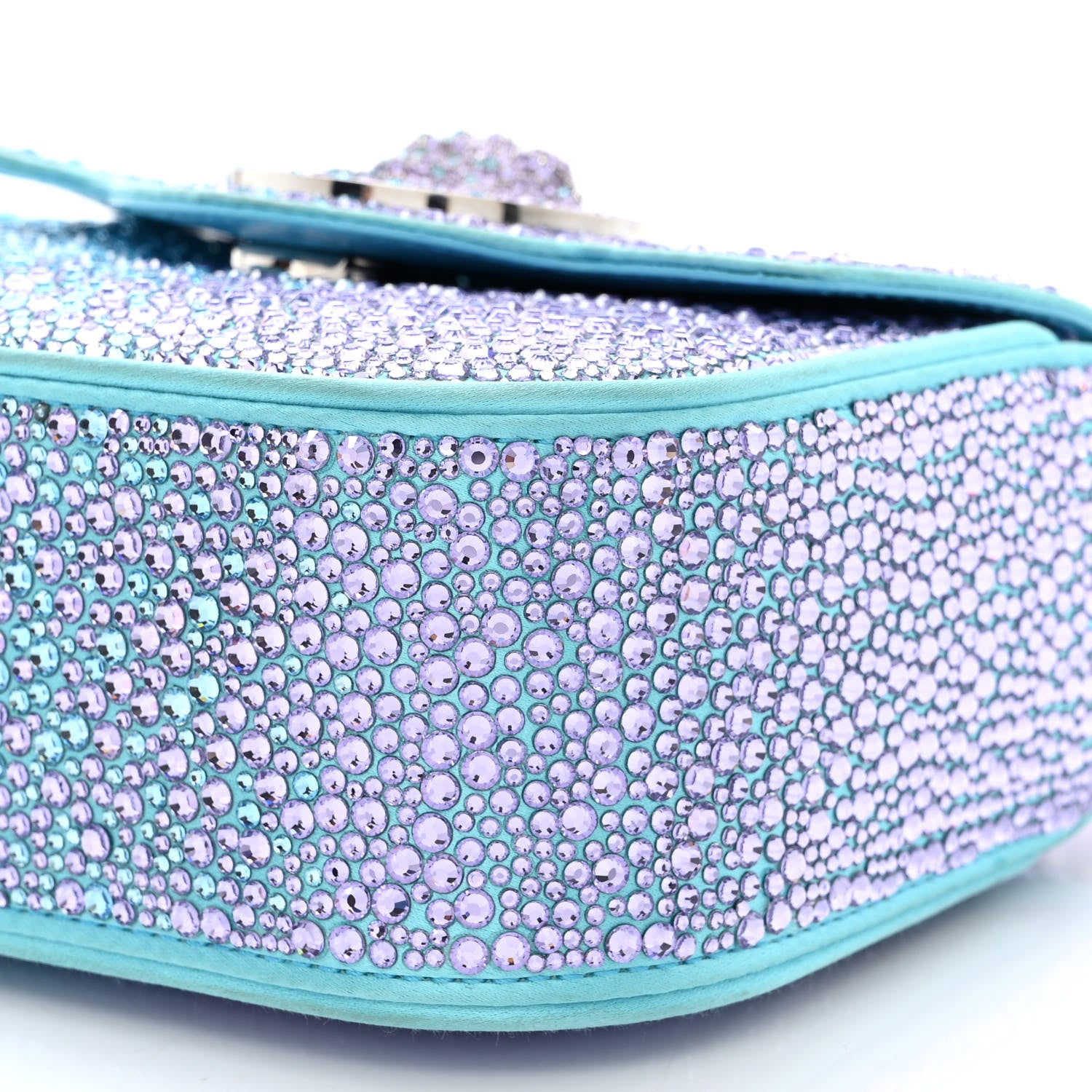 Versace Satin Crystal Studded Mini La Medusa Bag Blue 10 of 10